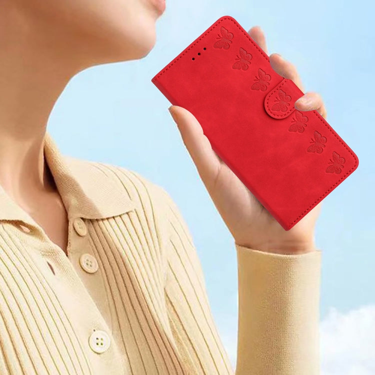 For Xiaomi Redmi Note 12 Pro 5G Global Seven Butterflies Embossed Leather Phone Case(Red) - Note 12 Pro Cases by buy2fix | Online Shopping UK | buy2fix
