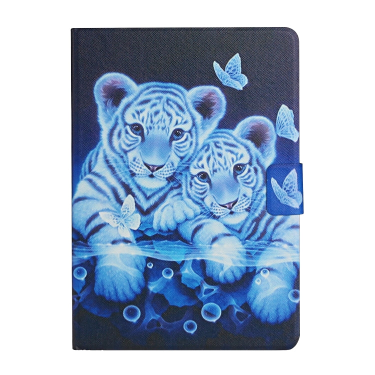 For Lenovo Tab M10 X605F X505 Colored Drawing Pattern Horizontal Flip Leather Case with Holder & Card Slots(Tiger) - Mobile Accessories by buy2fix | Online Shopping UK | buy2fix
