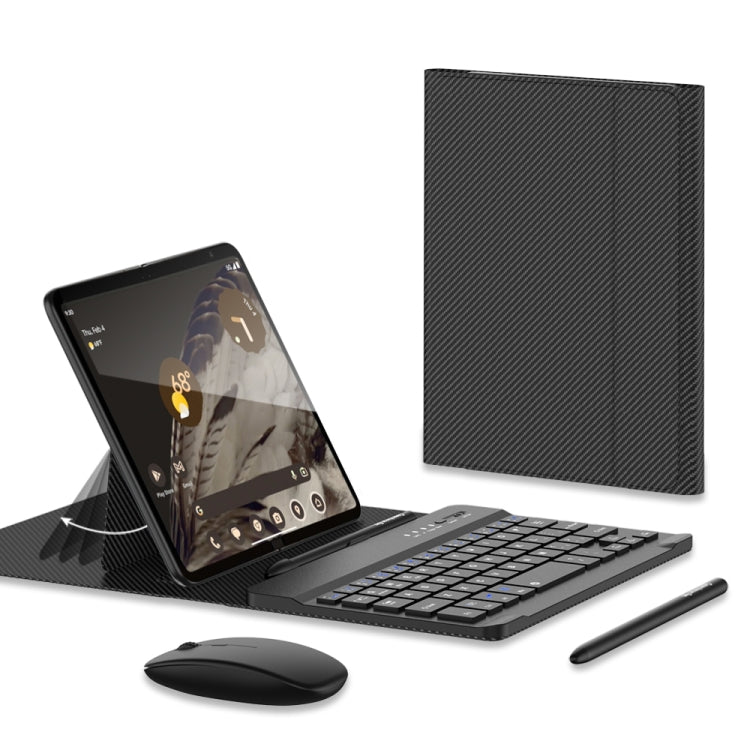 For Google Pixel Fold GKK Gear Adjustment Bluetooth Keyboard Leather Case with Pen + Keyboard + Mouse + Case(Carbon Fibre) - Google Cases by GKK | Online Shopping UK | buy2fix