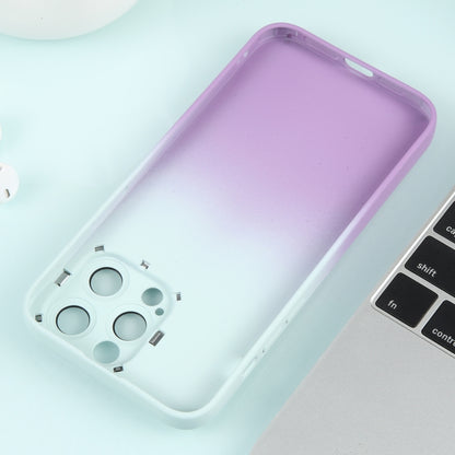 For iPhone 12 Pro Gradient Starry Silicone Phone Case with Lens Film(White Purple) - iPhone 12 / 12 Pro Cases by buy2fix | Online Shopping UK | buy2fix