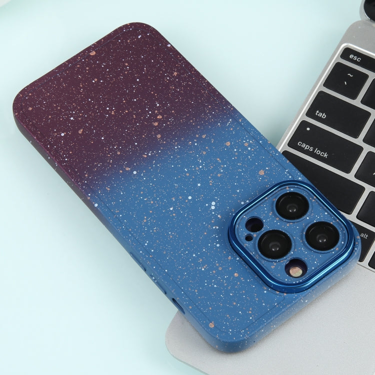 For iPhone 12 Pro Max Gradient Starry Silicone Phone Case with Lens Film(Blue Red) - iPhone 12 Pro Max Cases by buy2fix | Online Shopping UK | buy2fix