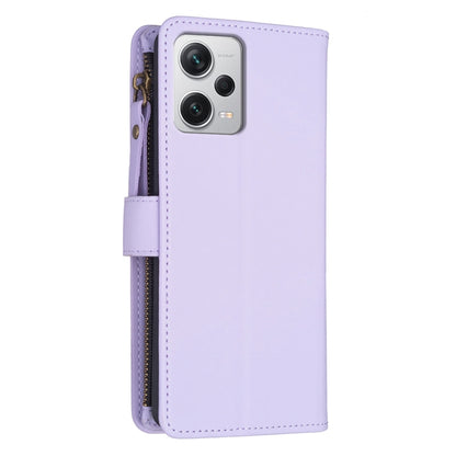 For Xiaomi Redmi Note 12 Pro+ 5G Global 9 Card Slots Zipper Wallet Leather Flip Phone Case(Light Purple) - Note 12 Pro+ Cases by buy2fix | Online Shopping UK | buy2fix