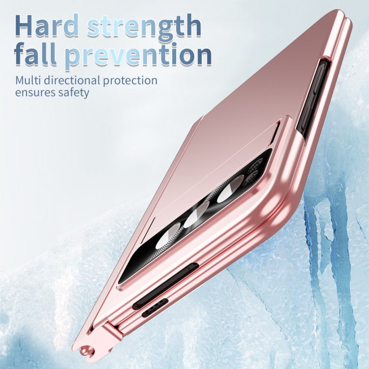 For Google Pixel Fold Integrated Electroplating Pen Slot Double Hinge Folding Phone Case with Stylus(Pink) - Google Cases by buy2fix | Online Shopping UK | buy2fix