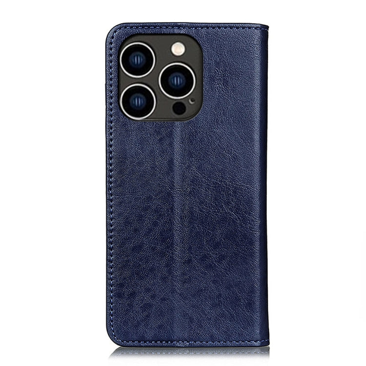 For iPhone 15 Pro Max Magnetic Crazy Horse Texture Horizontal Flip Leather Phone Case(Blue) - iPhone 15 Pro Max Cases by buy2fix | Online Shopping UK | buy2fix