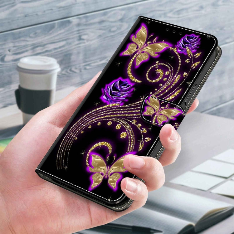For Xiaomi Redmi 9 Crystal 3D Shockproof Protective Leather Phone Case(Purple Flower Butterfly) - Xiaomi Cases by buy2fix | Online Shopping UK | buy2fix