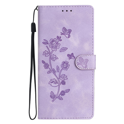 For Xiaomi Redmi Note 12S Flower Butterfly Embossing Pattern Leather Phone Case(Purple) - Xiaomi Cases by buy2fix | Online Shopping UK | buy2fix