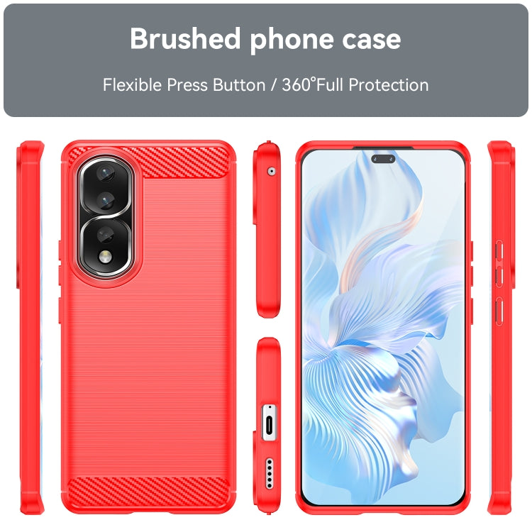 For Honor 90 Pro Brushed Texture Carbon Fiber TPU Phone Case(Red) - Honor Cases by buy2fix | Online Shopping UK | buy2fix