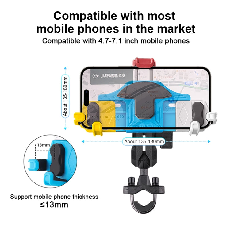 MOTOSLG Crab Motorcycle Phone Clamp Bracket U-Type Headbar Mount(Black) - Holder by MOTOLSG | Online Shopping UK | buy2fix