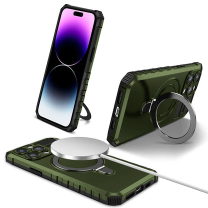 For iPhone 14 Pro Max MagSafe Magnetic Holder Phone Case(Green) - iPhone 14 Pro Max Cases by buy2fix | Online Shopping UK | buy2fix