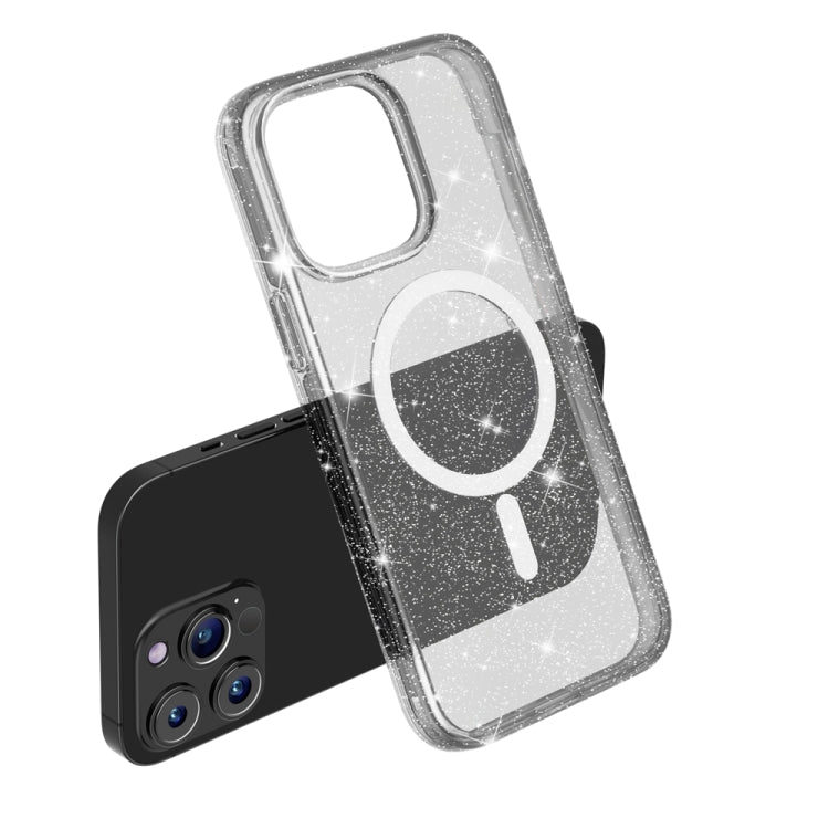 For iPhone 15 Pro Terminator Style Glitter Powder MagSafe Magnetic Phone Case(Black) - iPhone 15 Pro Cases by buy2fix | Online Shopping UK | buy2fix