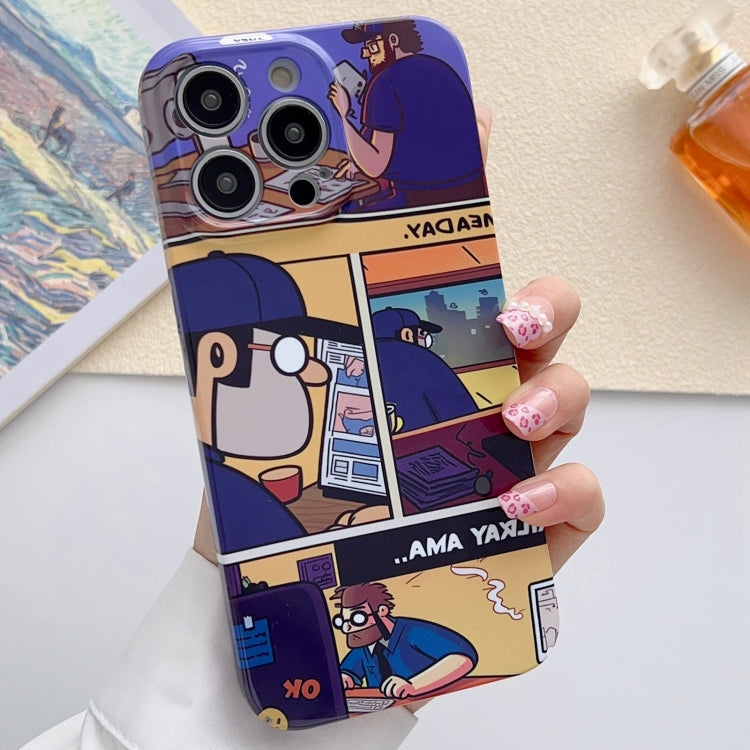 For iPhone 14 Pro Max Painted Pattern Precise Hole PC Phone Case(Working Comics) - iPhone 14 Pro Max Cases by buy2fix | Online Shopping UK | buy2fix