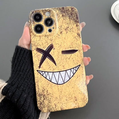 For iPhone 13 Pro Painted Pattern Precise Hole PC Phone Case(Yellow Background Smiling) - iPhone 13 Pro Cases by buy2fix | Online Shopping UK | buy2fix