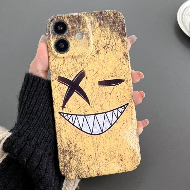 For iPhone 11 Painted Pattern Precise Hole PC Phone Case(Yellow Background Smiling) - iPhone 11 Cases by buy2fix | Online Shopping UK | buy2fix