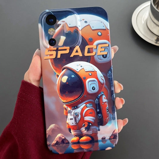 For iPhone X / XS Painted Pattern Precise Hole PC Phone Case(Orange Astronaut) - More iPhone Cases by buy2fix | Online Shopping UK | buy2fix