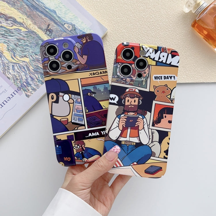 For iPhone 13 Pro Painted Pattern Precise Hole PC Phone Case(Working Comics) - iPhone 13 Pro Cases by buy2fix | Online Shopping UK | buy2fix
