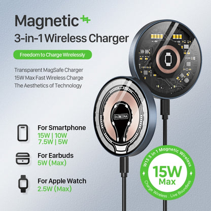 DUZZONA W13 15W Transparent MagSafe Magnetic Suction Wireless Charger - Wireless Charger by DUZZONA | Online Shopping UK | buy2fix