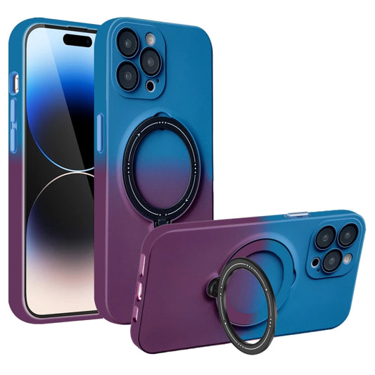 For iPhone 14 Pro MagSafe Holder Gradient TPU Phone Case(Blue Purple) - iPhone 14 Pro Cases by buy2fix | Online Shopping UK | buy2fix