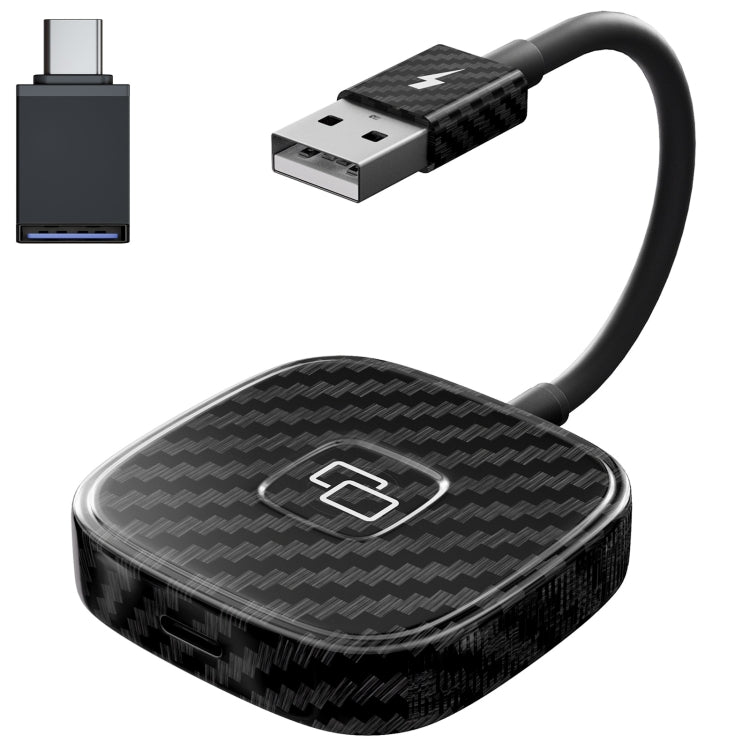 Carbon Fiber USB + USB-C / Type-C Carplay to Car Mirror Adapter for iPhone(Black) - Bluetooth Adapters by buy2fix | Online Shopping UK | buy2fix