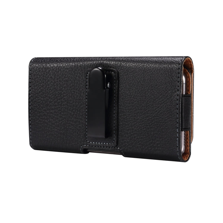 For 6.7-6.9 inch Phone Litchi Texture Iron Clip Back Buckle Waist-mounted Phone Case Horizontal Plate(Black) - More Brand by buy2fix | Online Shopping UK | buy2fix