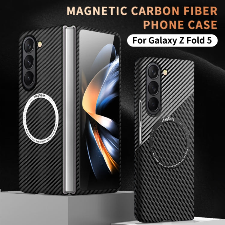 For Samsung Galaxy Z Fold5 Carbon Fiber Texture MagSafe Magnetic Phone Case(Black Blue) - Galaxy Z Fold5 Cases by buy2fix | Online Shopping UK | buy2fix