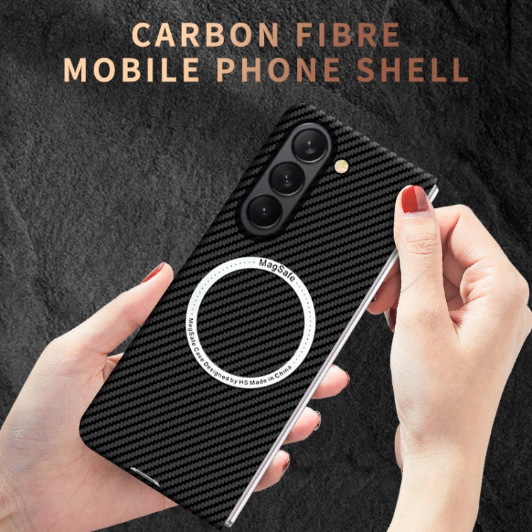 For Samsung Galaxy Z Fold5 Carbon Fiber Texture MagSafe Magnetic Phone Case(Black) - Galaxy Z Fold5 Cases by buy2fix | Online Shopping UK | buy2fix