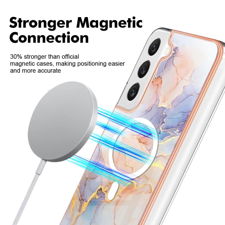 For Samsung Galaxy S22+ 5G Marble Pattern Dual-side IMD Magsafe TPU Phone Case(White Marble) - Galaxy S22+ 5G Cases by buy2fix | Online Shopping UK | buy2fix