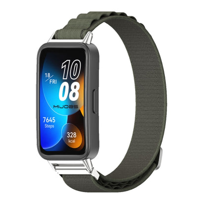 For Huawei Band 8 / 9 Mijobs Nylon Breathable Watch Band(Green+Silver) - Watch Bands by MIJOBS | Online Shopping UK | buy2fix