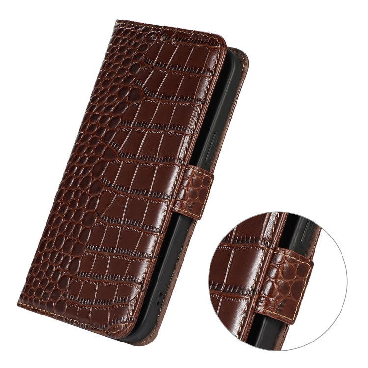 For Honor 90 Crocodile Top Layer Cowhide Leather Phone Case(Brown) - Honor Cases by buy2fix | Online Shopping UK | buy2fix