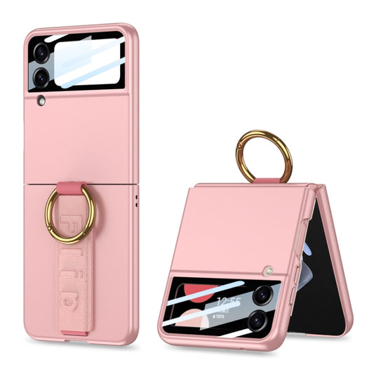 For Samsung Galaxy Z Flip4 5G GKK Integrated Ultrathin Shockproof Phone Case with Ring Wrist Strap(Pink) - Galaxy Z Flip4 5G Cases by GKK | Online Shopping UK | buy2fix