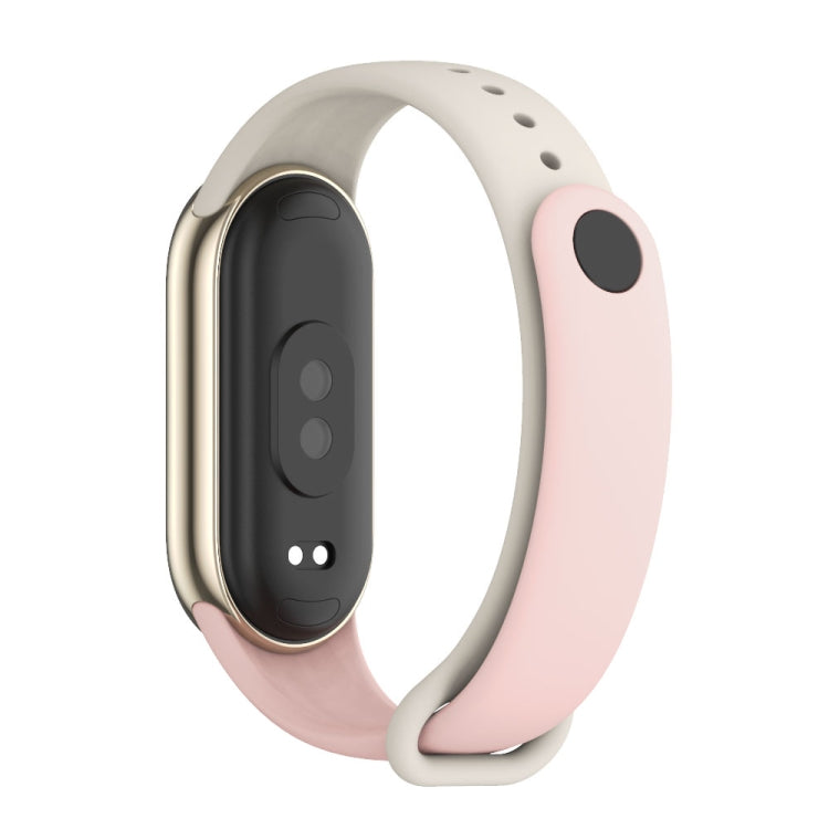 For Xiaomi Mi Band 8 Mijobs Dual Color Silicone Watch Band(Pink+Grey) - Watch Bands by MIJOBS | Online Shopping UK | buy2fix