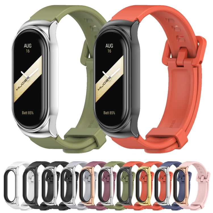 For Xiaomi Mi Band 8 Mijobs CS Case Silicone Watch Band(Army Green Silver) - Watch Bands by MIJOBS | Online Shopping UK | buy2fix