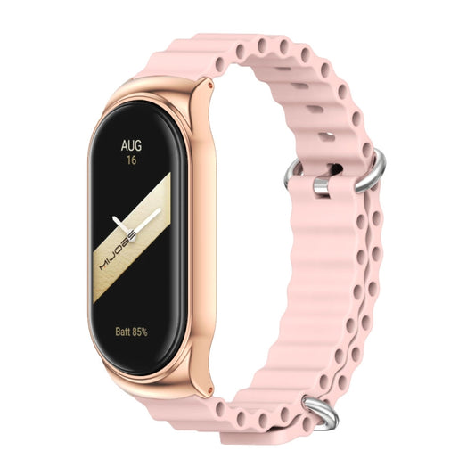 For Xiaomi Mi Band 8 Mijobs CS Case Marine Silicone Breathable Watch Band(Pink Rose Gold) - Watch Bands by MIJOBS | Online Shopping UK | buy2fix