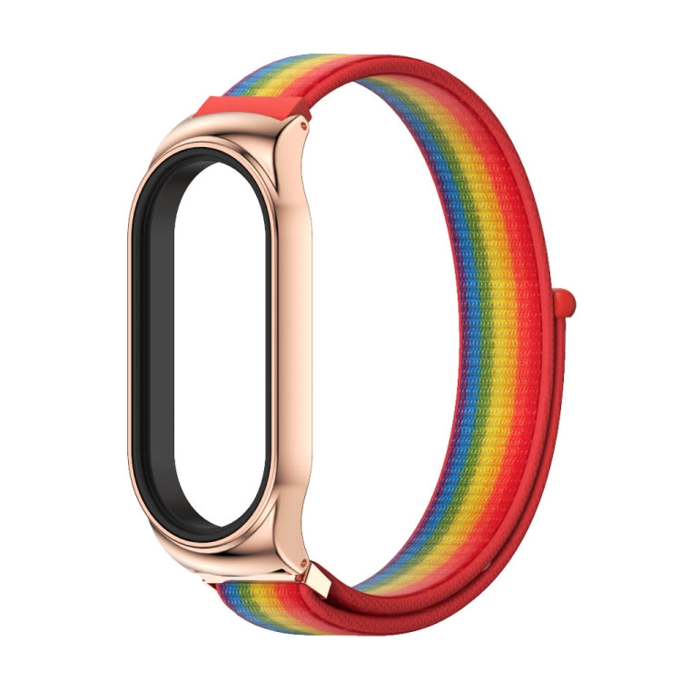 For Xiaomi Mi Band 8 Mijobs CS Case Breathable Nylon Loop Watch Band(Rainbow Rose Gold) - Watch Bands by MIJOBS | Online Shopping UK | buy2fix