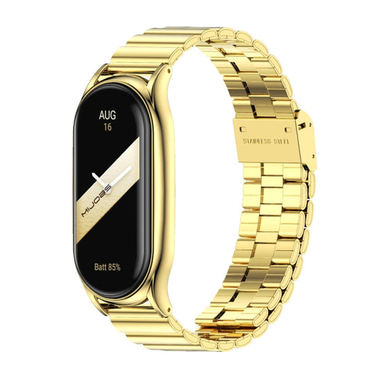 For Xiaomi Mi Band 8 Mijobs Plus Case Bamboo Buckle Metal Watch Band(Gold) - Watch Bands by MIJOBS | Online Shopping UK | buy2fix