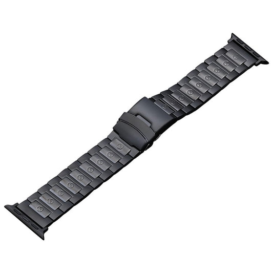 For Apple Watch 42mm Safety Buckle Titanium Steel Watch Band(Black) - Watch Bands by buy2fix | Online Shopping UK | buy2fix