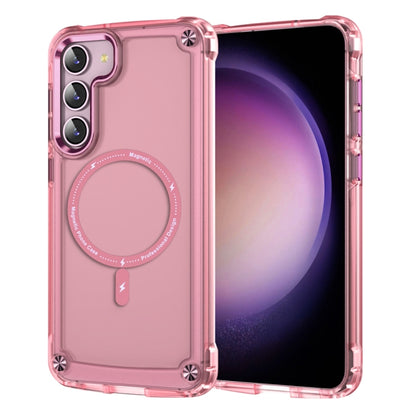 For Samsung Galaxy S22+ 5G Skin Feel TPU + PC MagSafe Magnetic Phone Case(Transparent Pink) - Galaxy S22+ 5G Cases by buy2fix | Online Shopping UK | buy2fix