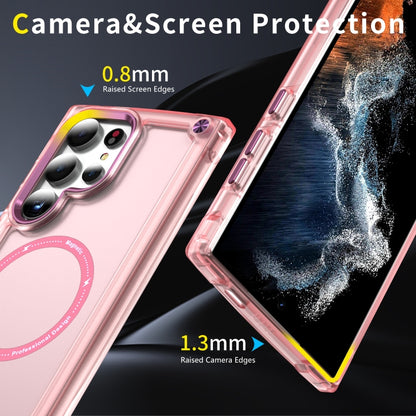 For Samsung Galaxy S24 Ultra 5G Skin Feel TPU + PC MagSafe Magnetic Phone Case(Transparent Pink) - Galaxy S24 Ultra 5G Cases by buy2fix | Online Shopping UK | buy2fix