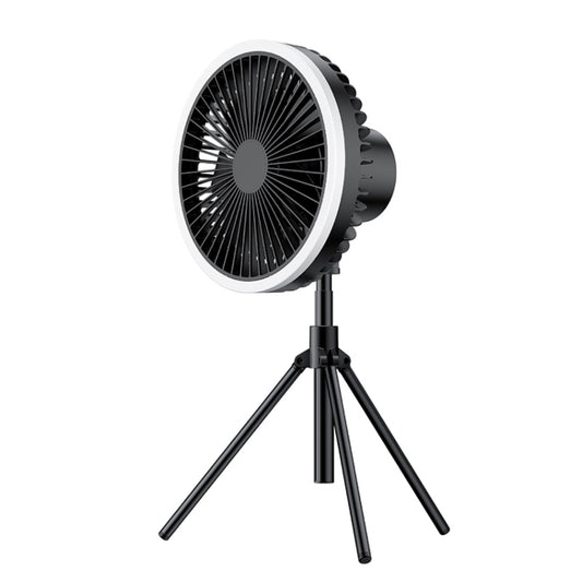 DQ216 10000mAh Outdoor Portable Liftable Swivel Head Camping Fan Tent Hanging Vertical Colorful Light with Remote Control(Black) - Electric Fans by buy2fix | Online Shopping UK | buy2fix