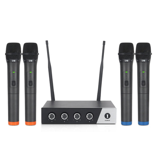 XTUGA S400 Professional 4-Channel UHF Wireless Microphone System with 4 Handheld Microphone(UK Plug) - Microphone by XTUGA | Online Shopping UK | buy2fix