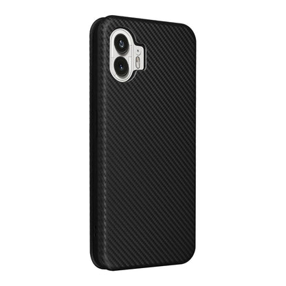 For Nothing Phone 2 Carbon Fiber Texture Flip Leather Phone Case(Black) - More Brand by buy2fix | Online Shopping UK | buy2fix