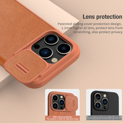 For iPhone 15 Pro Max NILLKIN QIN Series Pro Sliding Camera Cover Design Leather Phone Case(Brown) - iPhone 15 Pro Max Cases by NILLKIN | Online Shopping UK | buy2fix