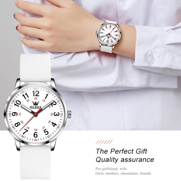 OLEVS 9953 Women Simple Silicone Strap Waterproof Quartz Watch(White) - Silicone Strap Watches by OLEVS | Online Shopping UK | buy2fix