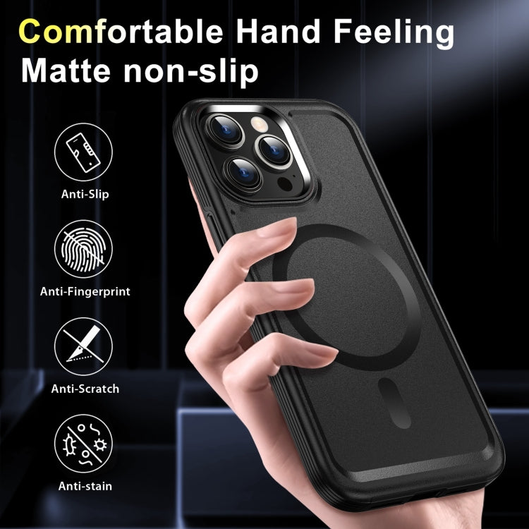 For iPhone 12 Pro Max Shield Armor MagSafe TPU Hybrid PC Phone Case(Black) - iPhone 12 Pro Max Cases by buy2fix | Online Shopping UK | buy2fix