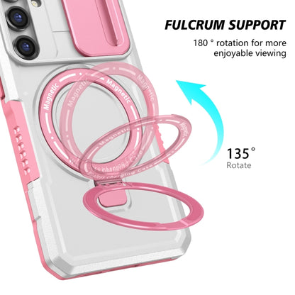 For Samsung Galaxy S23 FE 5G Sliding Camshield Magsafe Holder TPU Hybrid PC Phone Case(Pink White) - Galaxy S23 FE 5G Cases by buy2fix | Online Shopping UK | buy2fix