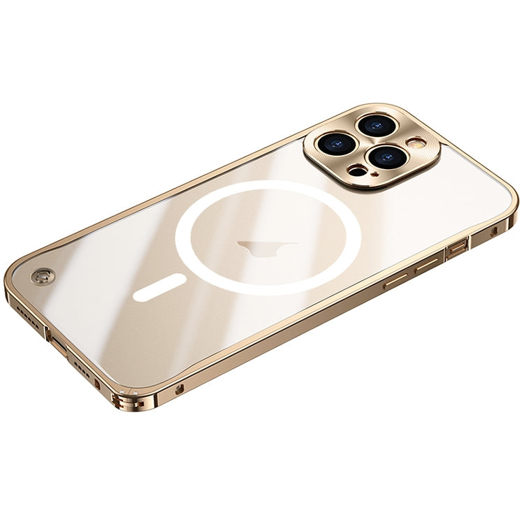 For iPhone 15 Pro Max Metal Frame Frosted PC Shockproof MagSafe Case(Gold) - iPhone 15 Pro Max Cases by buy2fix | Online Shopping UK | buy2fix