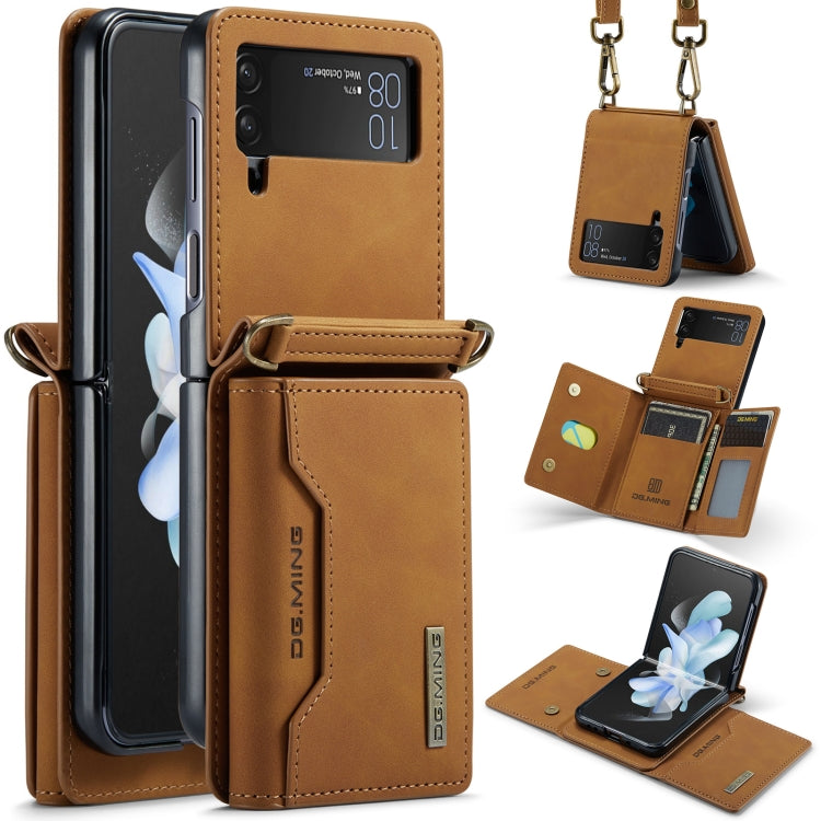 For Samsung Galaxy Z Flip3 5G DG.MING M2 Series Card Bag Magnetic Leather Phone Case(Brown) - Galaxy Phone Cases by DG.MING | Online Shopping UK | buy2fix