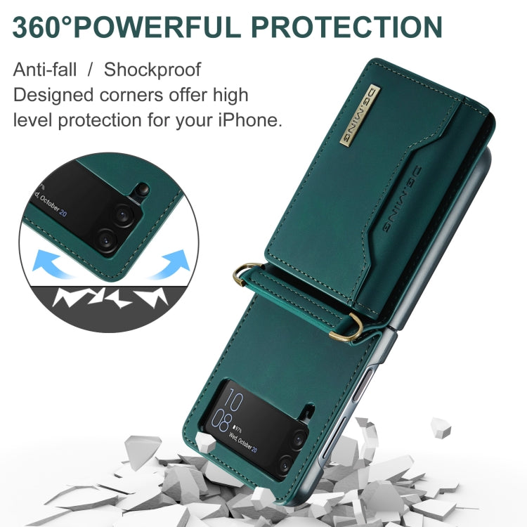 For Samsung Galaxy Z Flip4 5G DG.MING M2 Series Card Bag Magnetic Leather Phone Case(Green) - Galaxy Z Flip4 5G Cases by DG.MING | Online Shopping UK | buy2fix