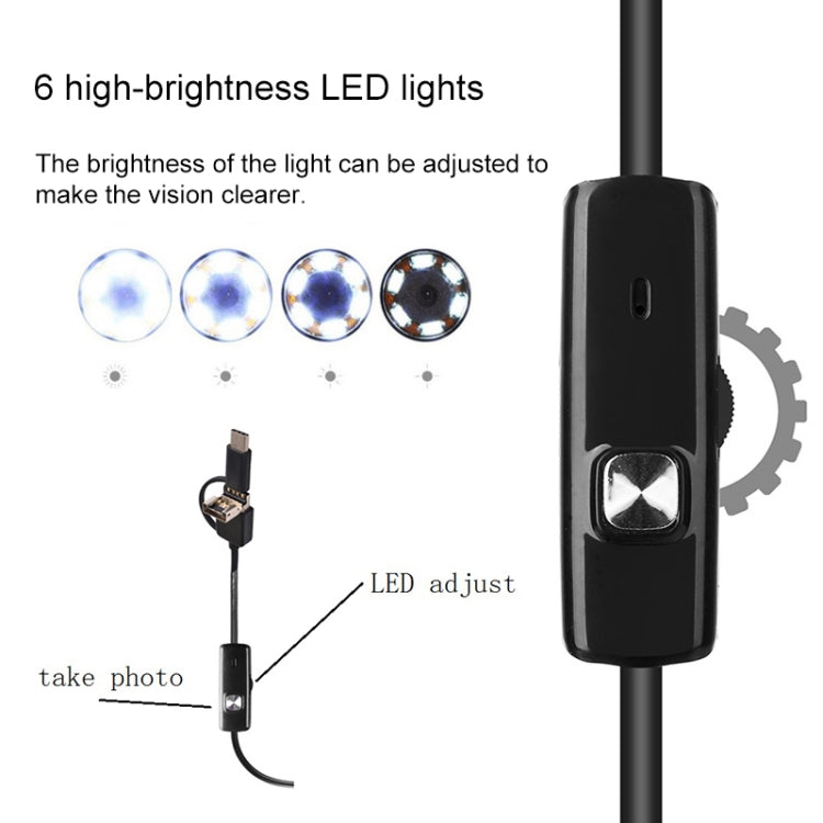 AN100 3 in 1 IP67 Waterproof USB-C / Type-C + Micro USB + USB HD Endoscope Hard Tube Inspection Camera for Parts of OTG Function Android Mobile Phone, with 6 LEDs, Lens Diameter:5.5mm(Length: 3.5m) - Consumer Electronics by buy2fix | Online Shopping UK | buy2fix