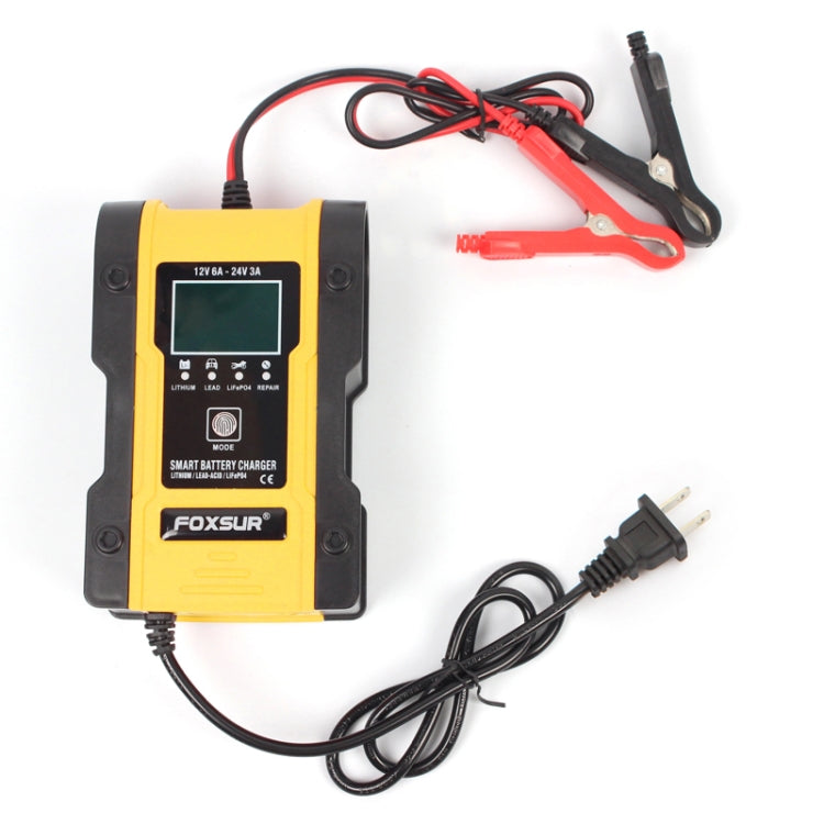 FOXSUR 12V-24V Car Motorcycle Repair Battery Charger AGM Charger Color:Yellow(US Plug) - Battery Charger by FOXSUR | Online Shopping UK | buy2fix