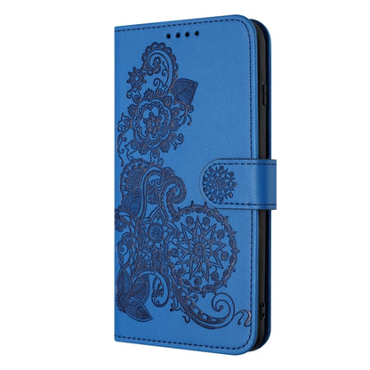 For iPhone 15 Pro Max Datura Flower Embossed Flip Leather Phone Case(Blue) - iPhone 15 Pro Max Cases by buy2fix | Online Shopping UK | buy2fix